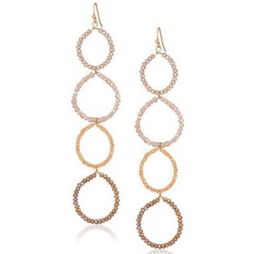 PANACEA GOLD TONES CRYSTAL LINEAR EARRINGS - Picture 6 of 8